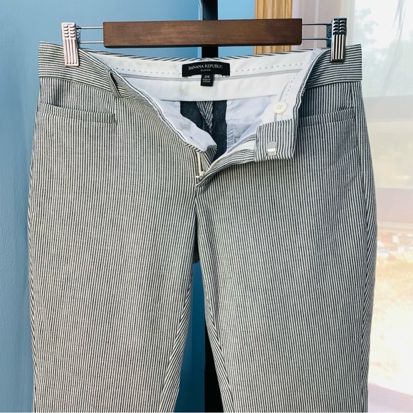 Banana Republic Sloan Grey Striped Pants Short Length - Picture 4 of 7
